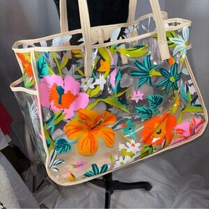 Spartina 449 Clear Floral Beach Tote Bag, Floral Transparent Tote